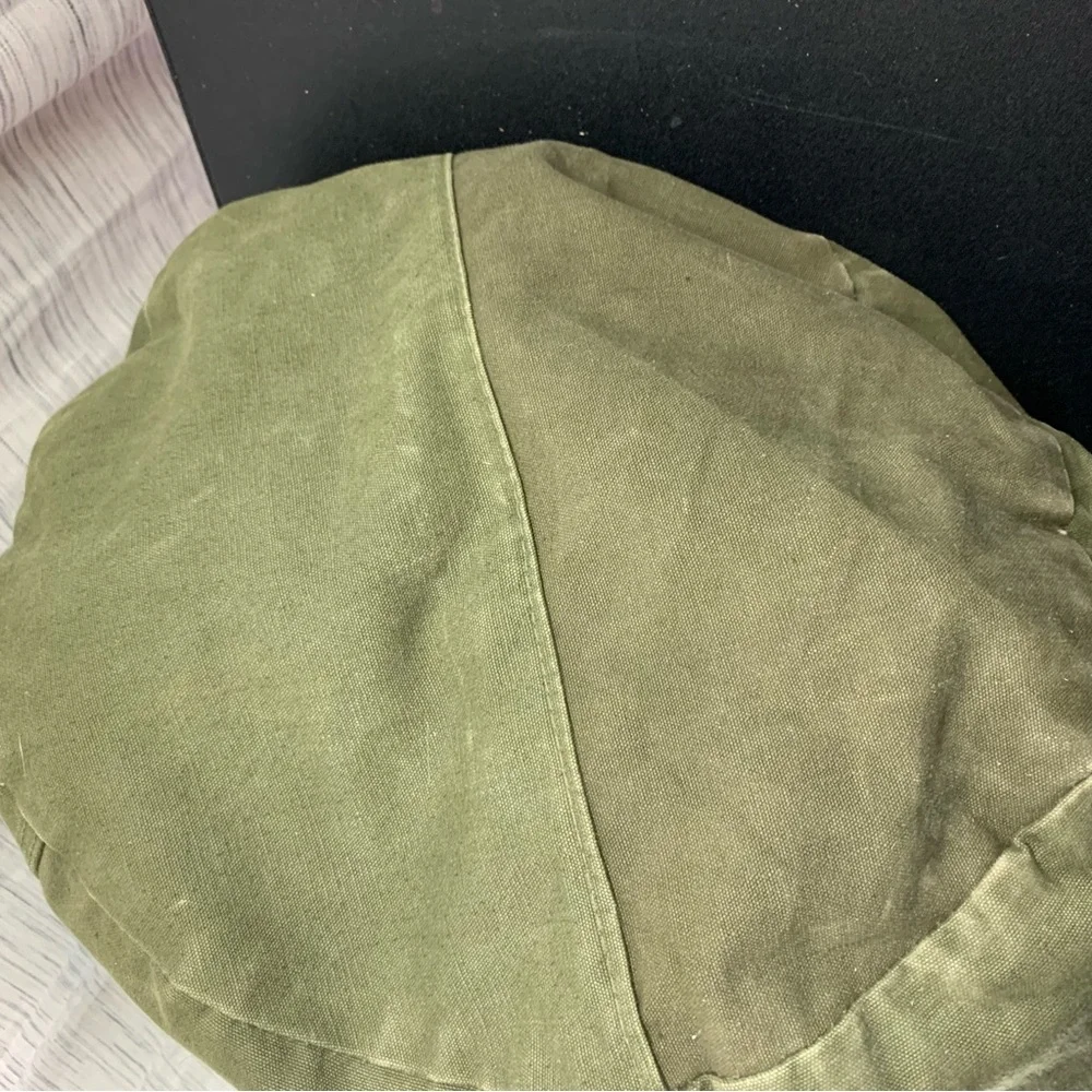 Green Olive Drab Zippered Canvas Duffle Bag.